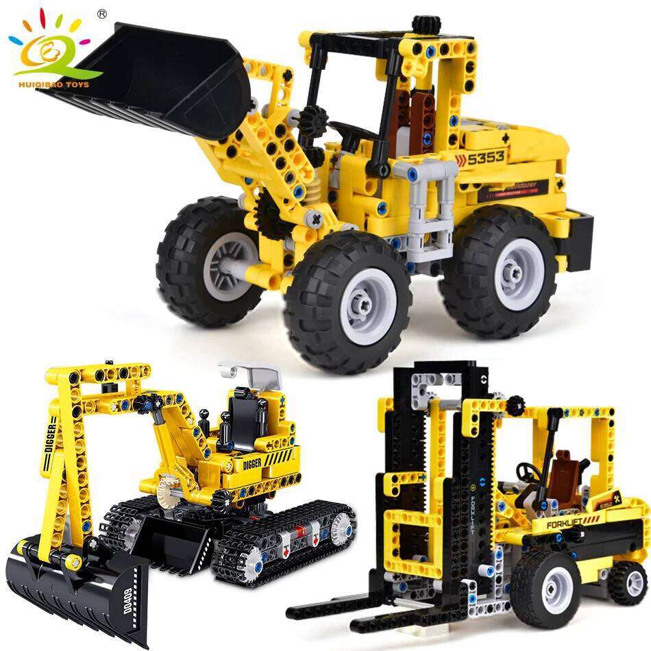 HUIQIBAO Engineering Truck Tech Building Block City Construction Toy For Children Boy Adults Excavator Bulldozer Crane Car Brick Z260306
