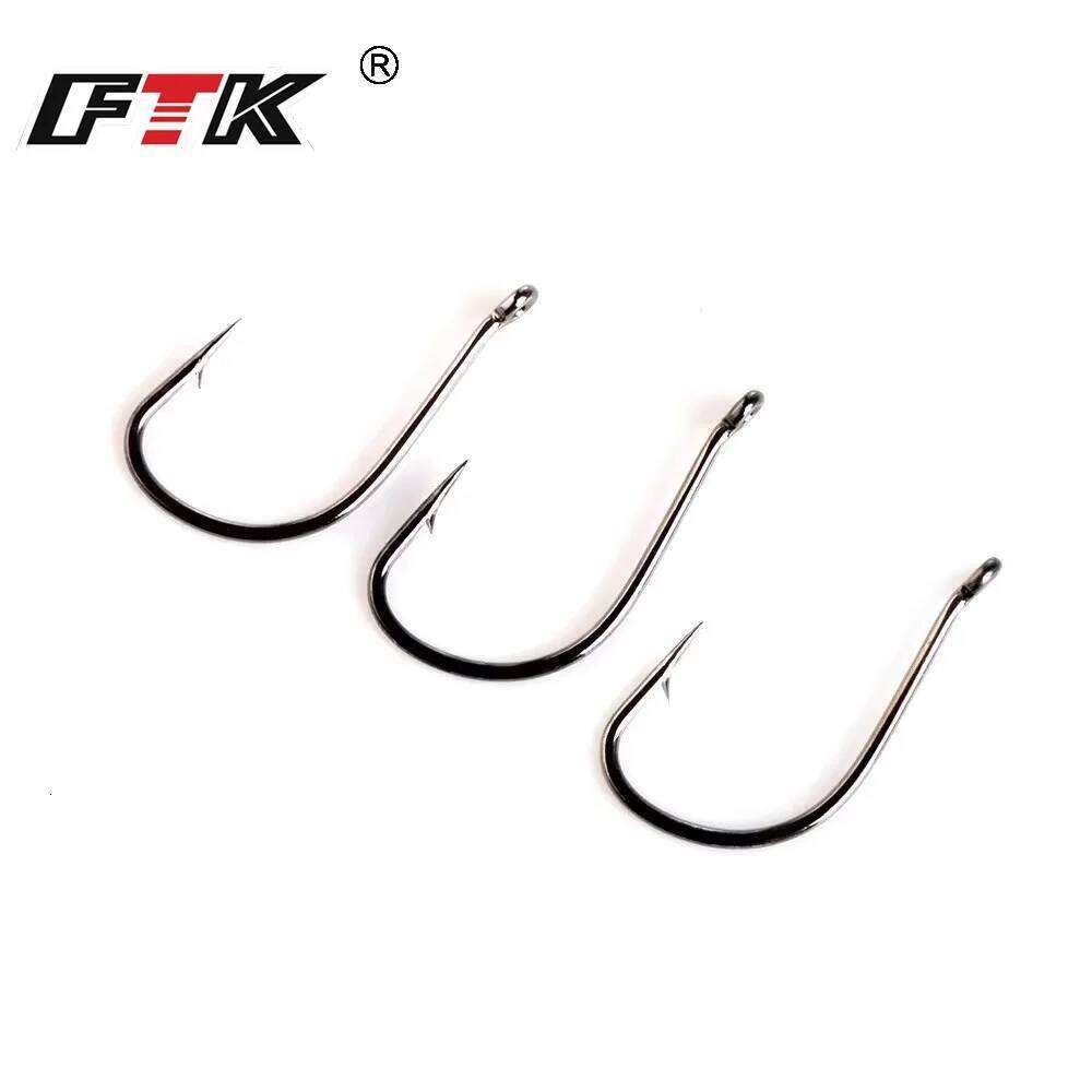 FTK 7-10PCS High Carbon Steel Hook TANAGO 1#-12# Barbed Single Fishhooks With Eye Carp Fishing Accessories S260305