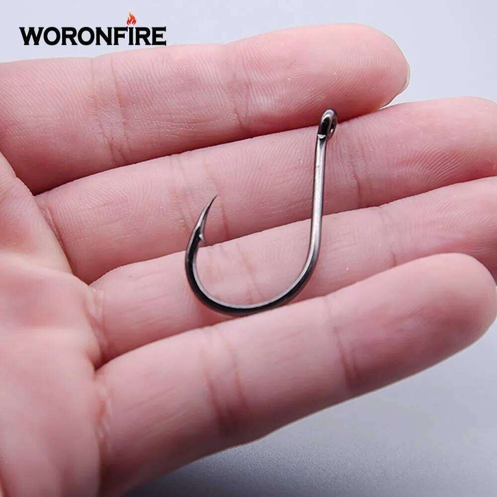 50pcs/Lots Carp Fishing High Carbon Steel Sharp 1/2/3/4/5/6/7/8/9/10/11/12 Barbed Offset Hook Wholesale Japan S260305