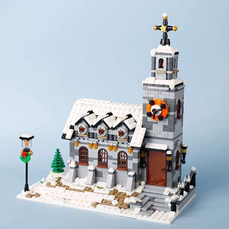 MOC Winter City Street Snow House Building Blocks Christmas Tree Wreath Church Figures Scene Assemble Model Bricks Kid Toy Gift Z260305