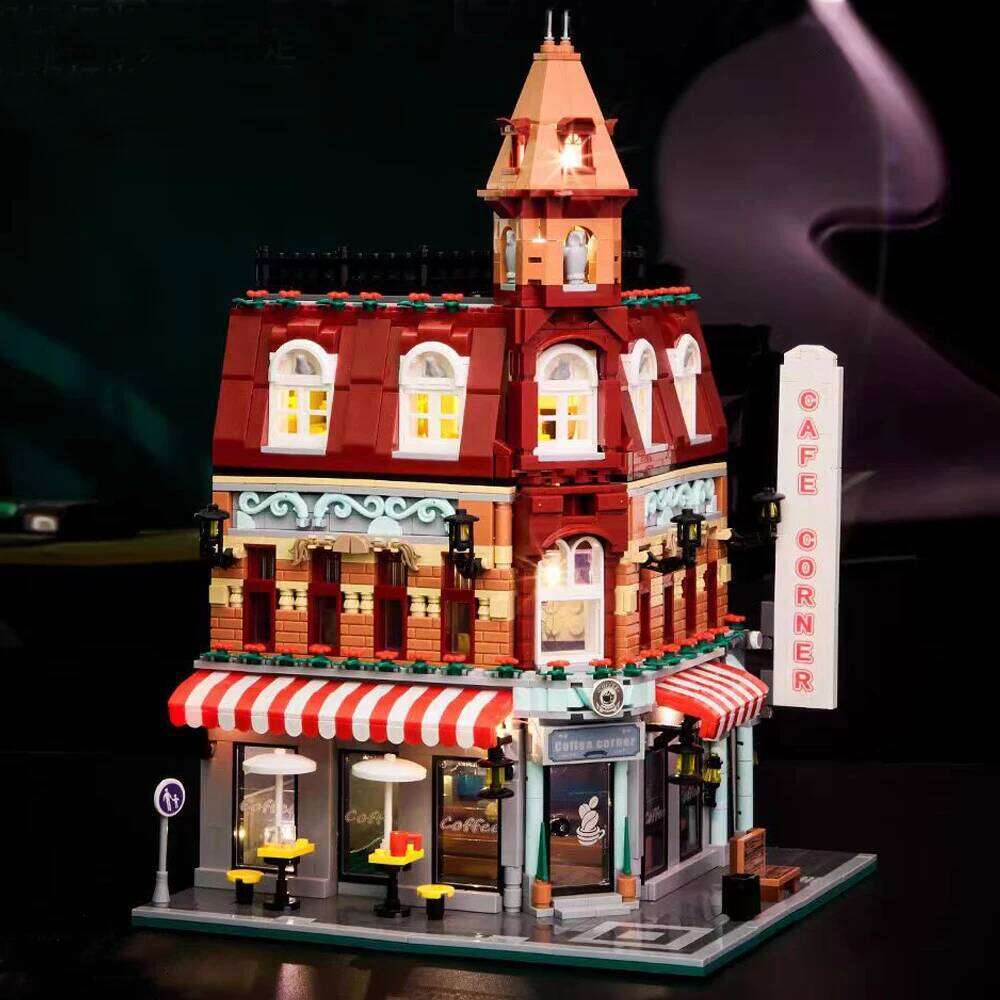 JQ10001 Creative Expert Hot Sales Street Views Cafe Corner 1950pcs Mini Bricks Model Building Blocks With LED Gift 15002 10182 Z260305