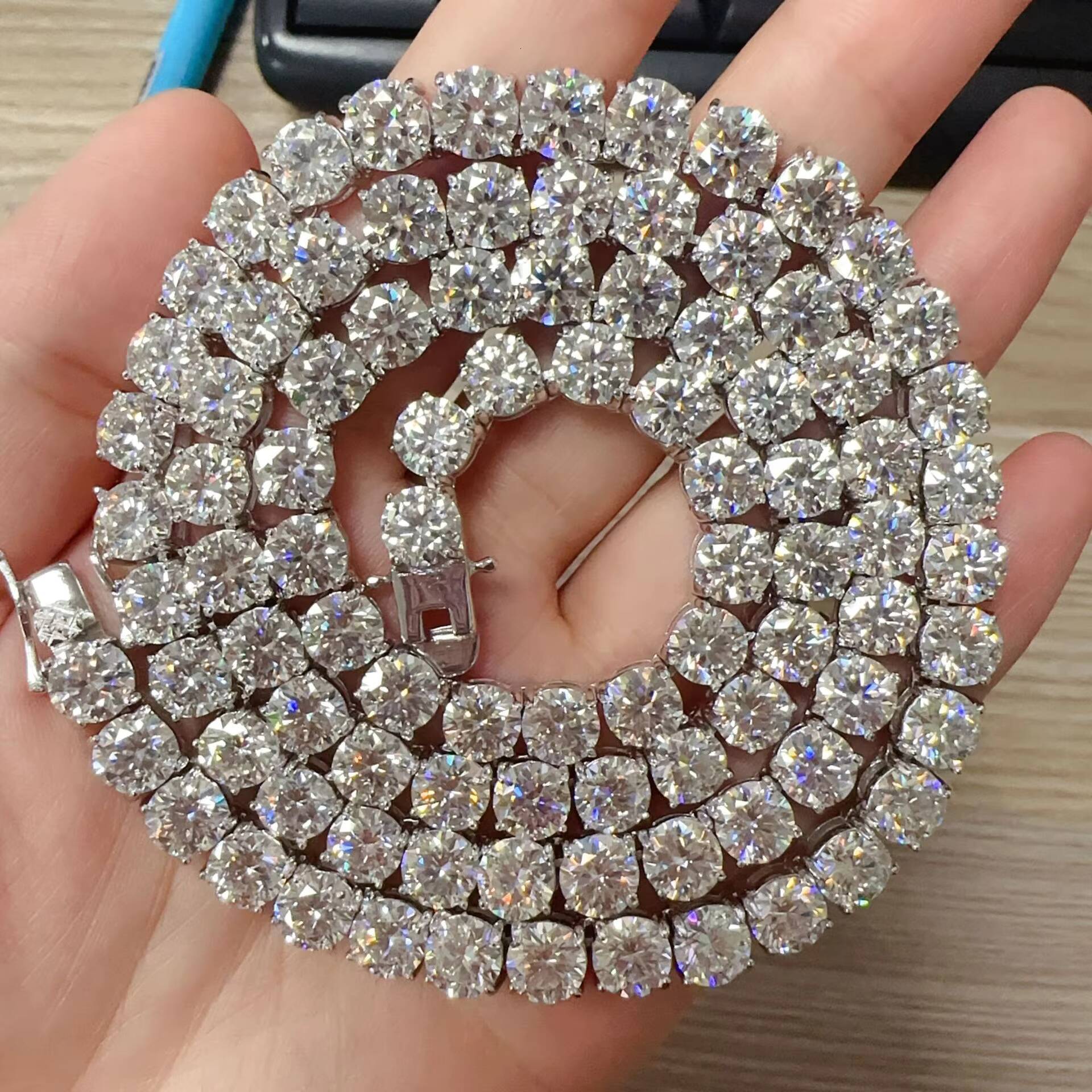 65mm Real 10K 14K Solid Gold Vvs Moissanite Diamond Tennis Chain Bracelet Necklace Hot Selling Sinocre Hip-Hop Lover