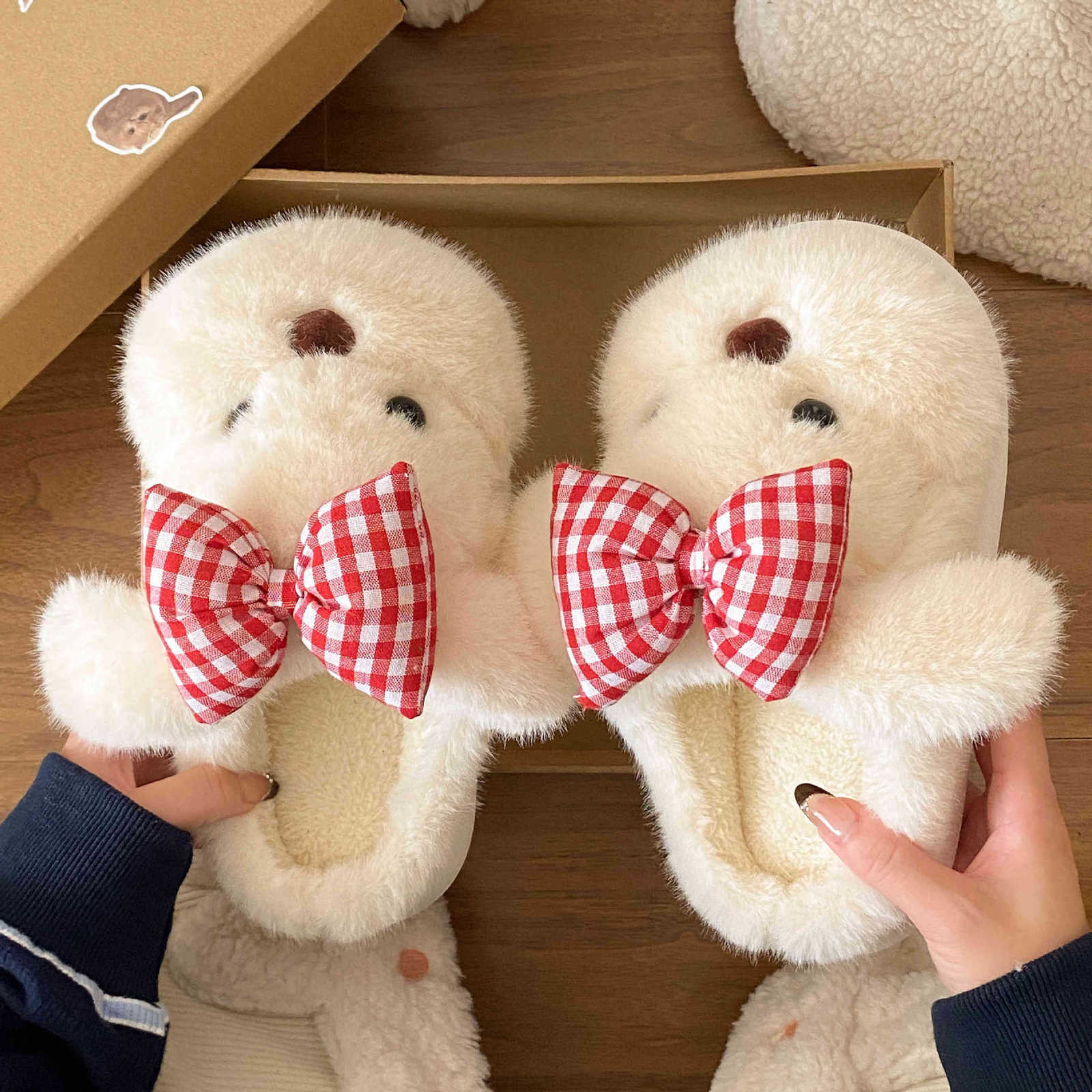 2025 Fall/Winter New Indoor Non-Slip Wear-Resistant Versatile Cotton Slippers Cute Girly Furry Home Cotton Slippers S260305