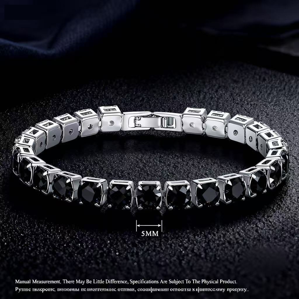 Luxury Brand Designer Jewelry European And American Style Diamond-Encrusted Ultra-Shiny Tennis Bracelet For Men And Women, White Crystal Bracelet With