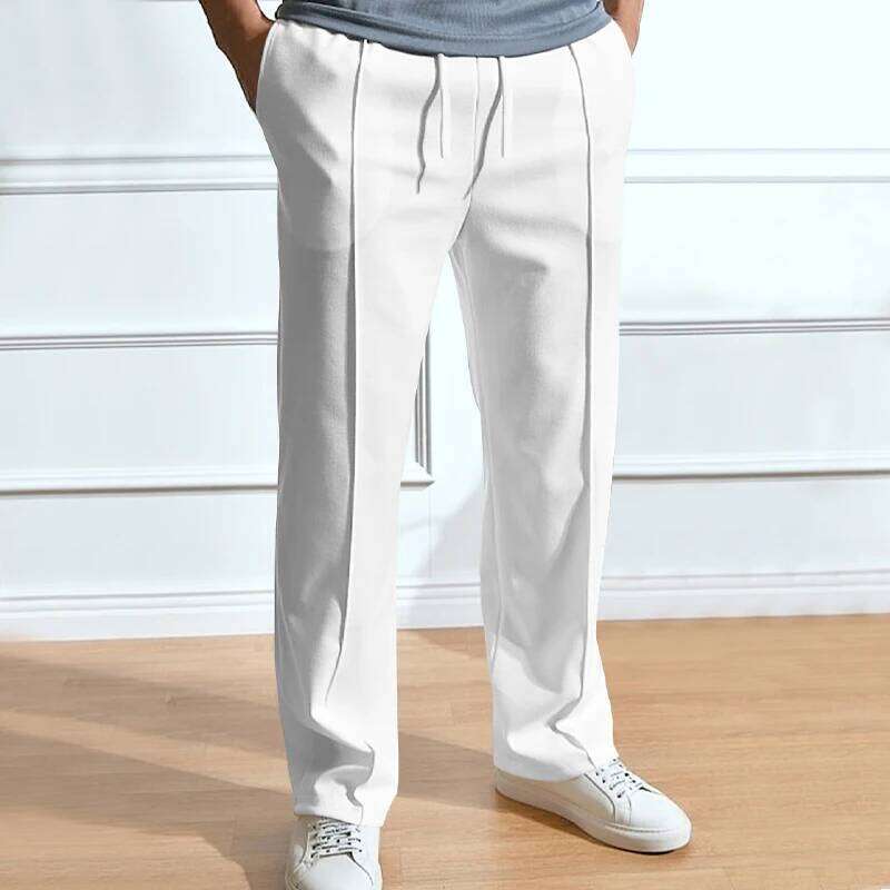 2024 Spring/Summer Hot Selling Men's Fashionable Casual Solid Color Loose Tight Cord Straight Pants