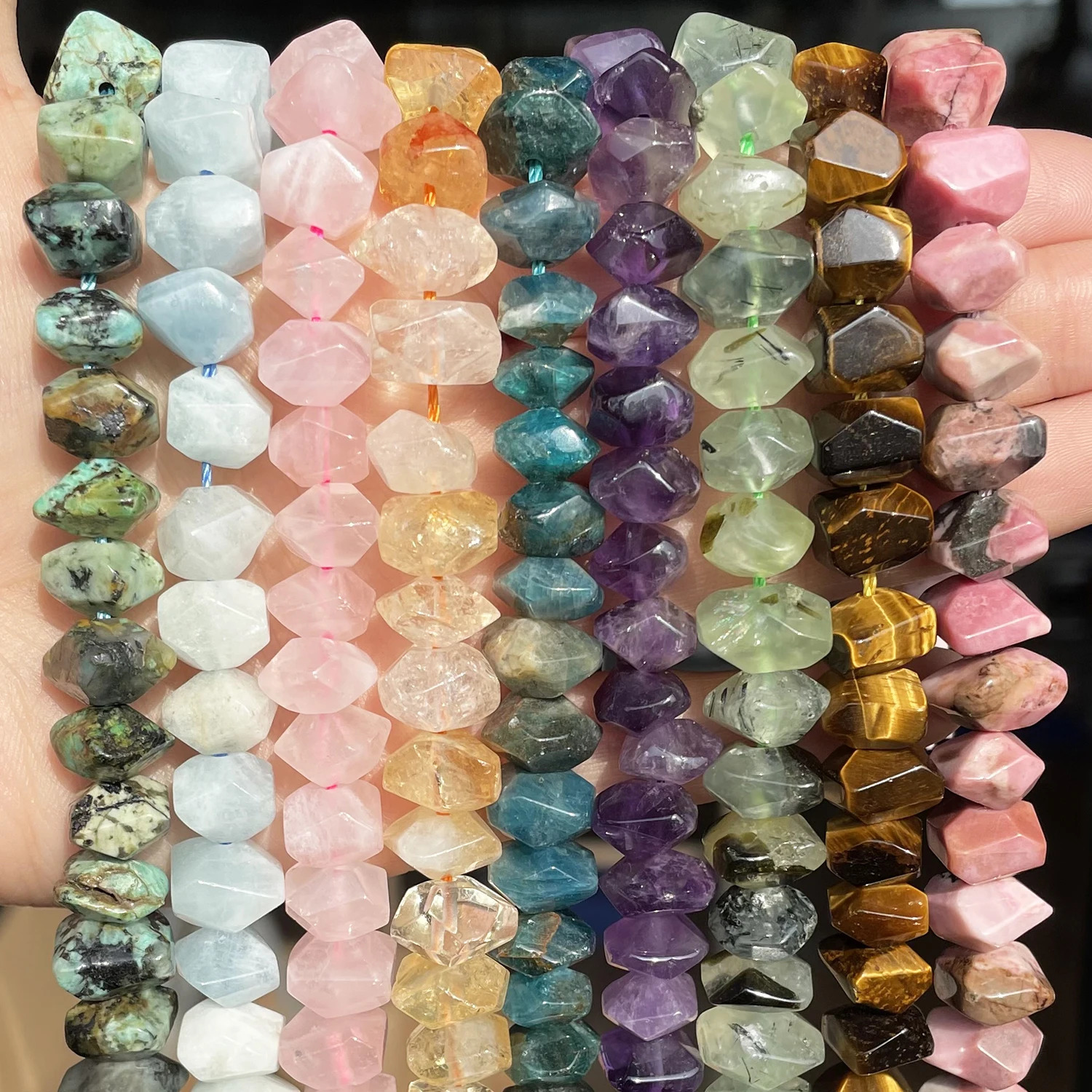 Natural Irregular Special Cut Tiger Eye Amethysts Rhodonite Stone Beads for Jewelry Craft Making Diy Bracelet Accessories 260302