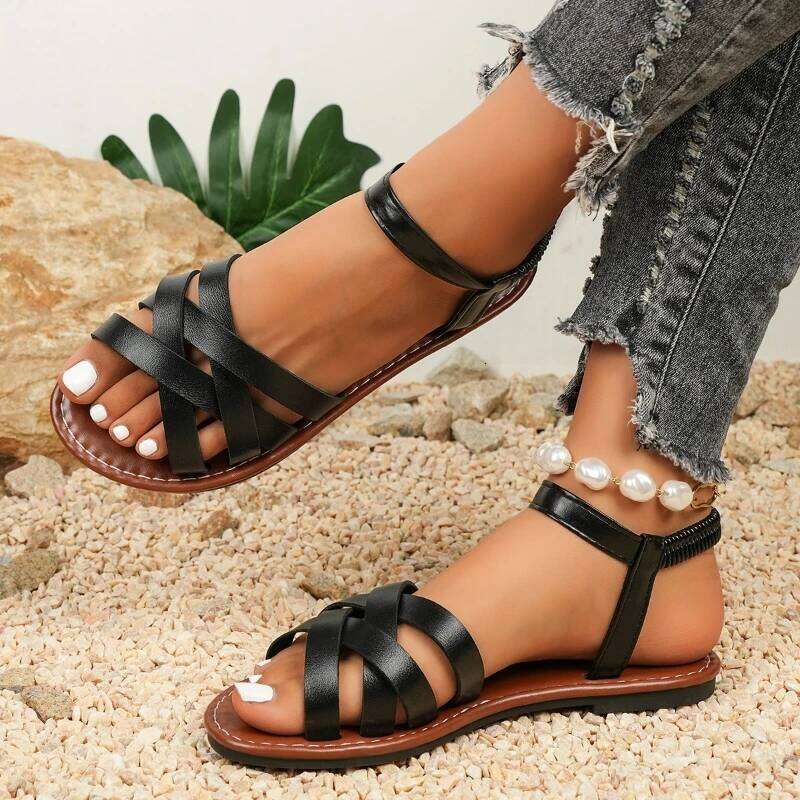 2025 Summer New Women's Fashion Casual Toe-Up Flats with One-Piece Buckle Anti-Slip and Wear-Resistant Footwear