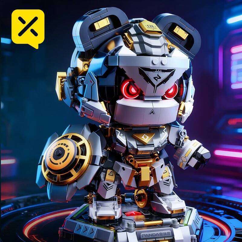 ToylinX 23cm Building Blocks Set LED Light Up Panda Robot Toy Mecha Model Kit for Adults Kid Cool Action Figure Gift Z260305