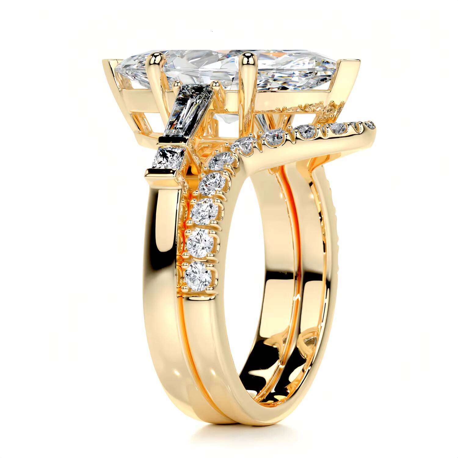 Classic 5CT Marquise Cut Moissanite Ring Set S925 Sterling Silver Moissanite Rings GRA Certified Moissanite Ring