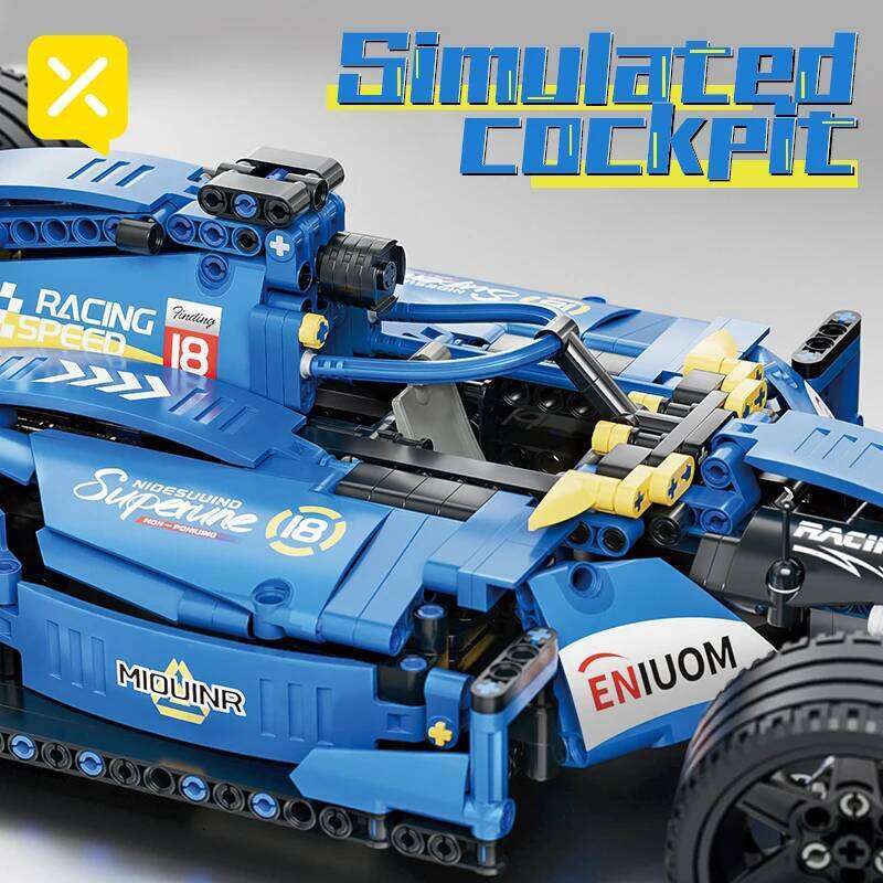 Toylinx 1:10 Building Racing Blocks Blue Desktop Decorations Collectible Model Car Kits Toy Festive Giving Gift No Box Z260305