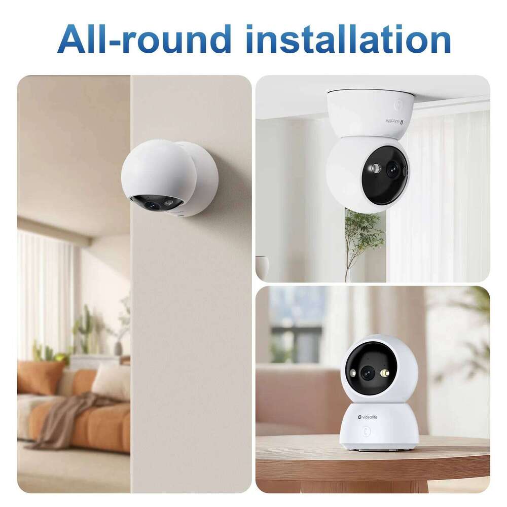Videolife 360 Smart Home WIFI Security PTZ 2K 1080P 2 MP AI Human Detection Night Vision Webcam Work IP Camera 26W0306