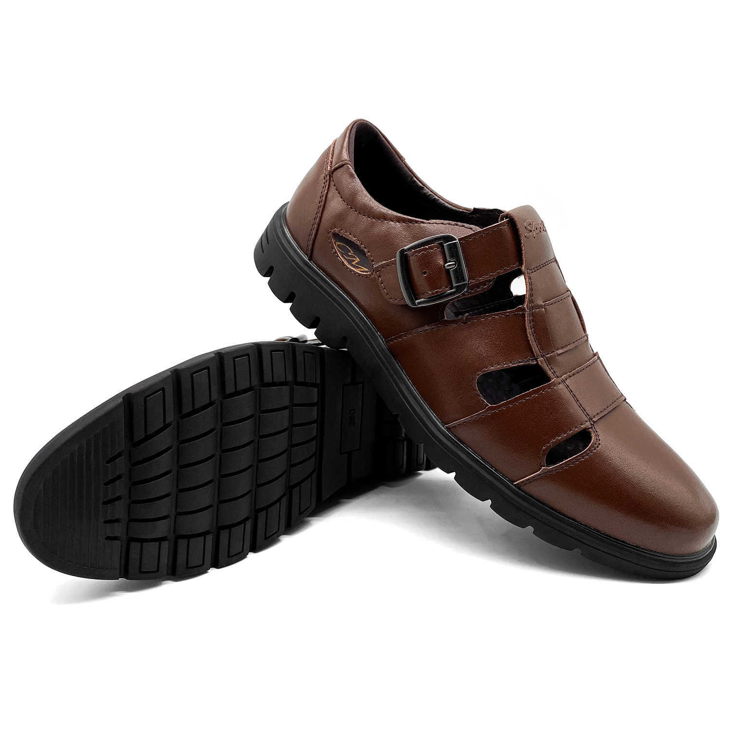New 2026 Openwork Design Mens Sandals Luxury Leather Breathable Men Shoes High Quality Summer Sandal Soft Outdoor Slippers 5551
