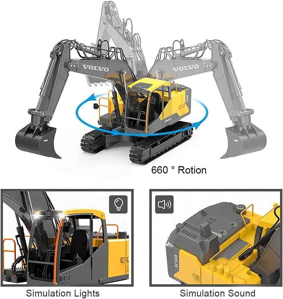 Double E E568 RC Excavator 1/16 17CH Crawler 3in1 Truck Alloy Digger Radio controlled Car Engineering Model Children's Day Gifts C260305