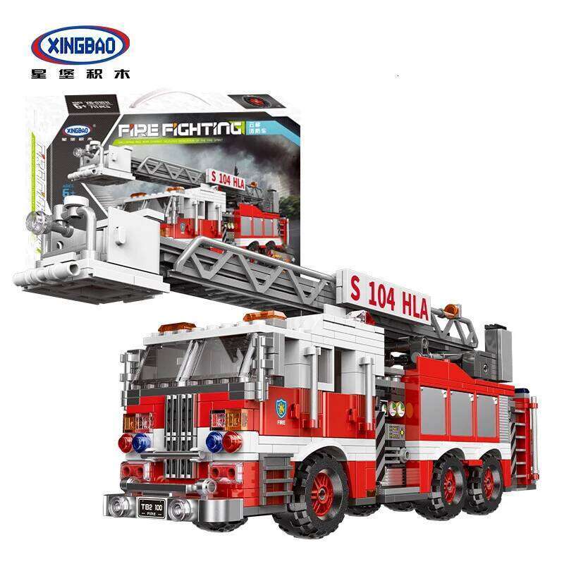 Simulation City Firefighter Rescue Engineering Vehicle Movable Building Block Fire Truck Model Kit Children Assembled Toy Gift Z260305