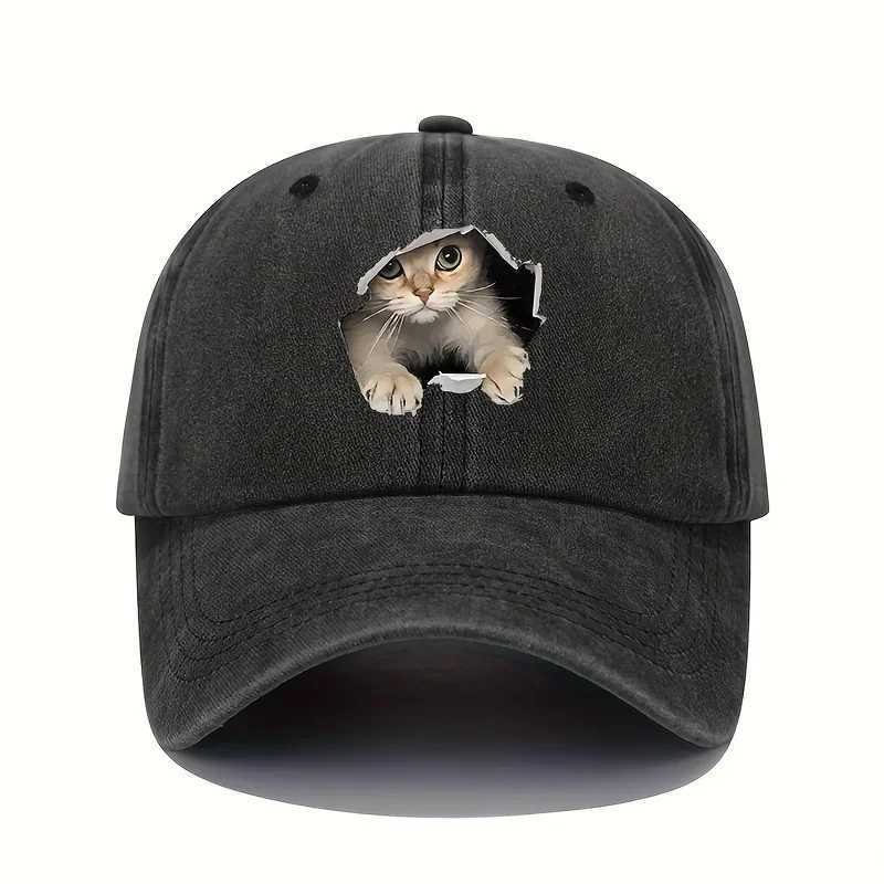 Cat Pattern Design for Four Seasons Leisure and Sports Sunshade Hat Fun Baseball Hat for Men and Women Outdoor Travel S260306