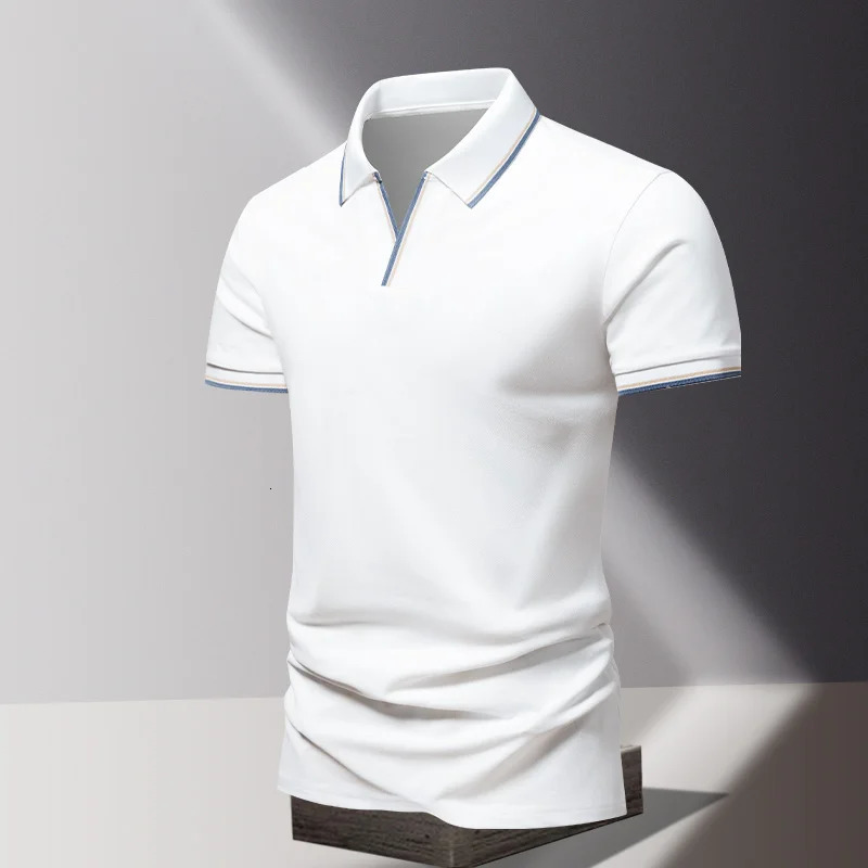 POLO shirt mens summer fashion ice silk quick drying short sleeved T-shirt solid color loose casual business collar top 260304