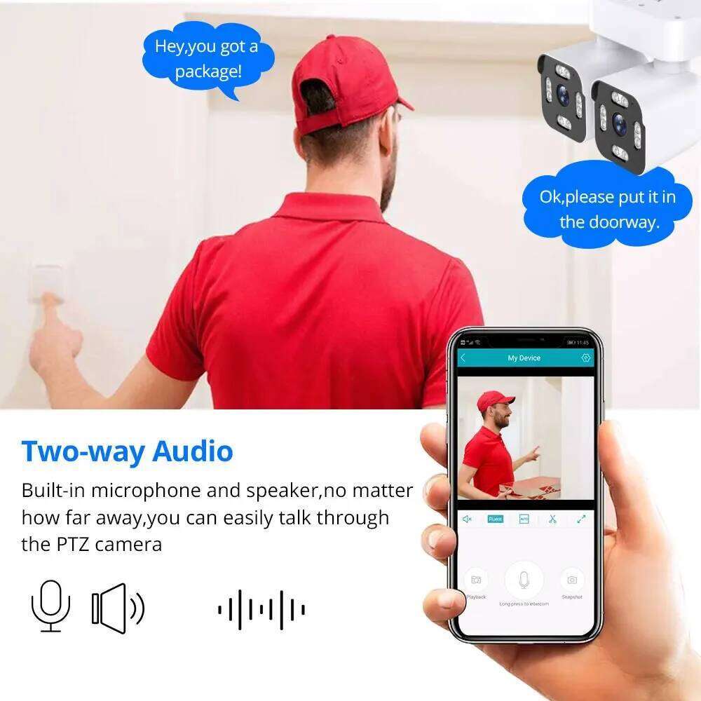 10X Zoom Wifi PTZ Bullet Camera Auto Tracking Dual Lens Outdoor Waterproof Panoramic View Wireless CCTV Video Surveillance Cam 26W0306
