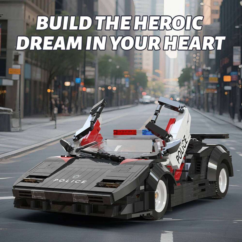 1383PCS Police Racing Building Blocks City Sports Car Model Bricks Desktop Ornaments Kids Educational Assembly Toys Gifts Z260305