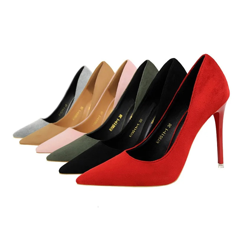 BIGTREE Shoes Classic High Heels Woman Pumps Sexy Office Shoes Stiletto Heels Fashion Large Size Women Heels Pumps Grey Green 260306