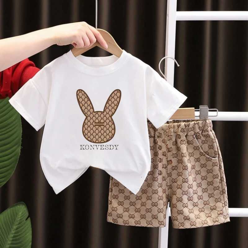 This kids' cartoon rabbit short-sleeve set is breathable, comfortable, and stylish, making it a versatile casual two-piece set for both boys and 