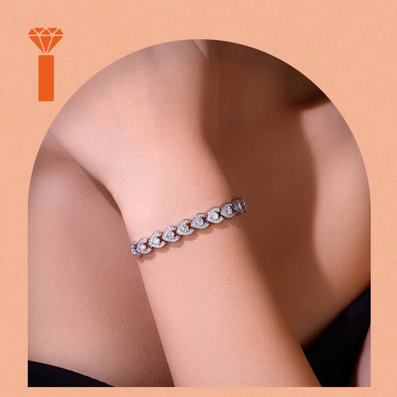 GRA-Certified S925 Silver Moissanite Bracelet Hot-Selling Full Sparkle Adjustable Fashion Jewelry Elegant Statement Bracelet