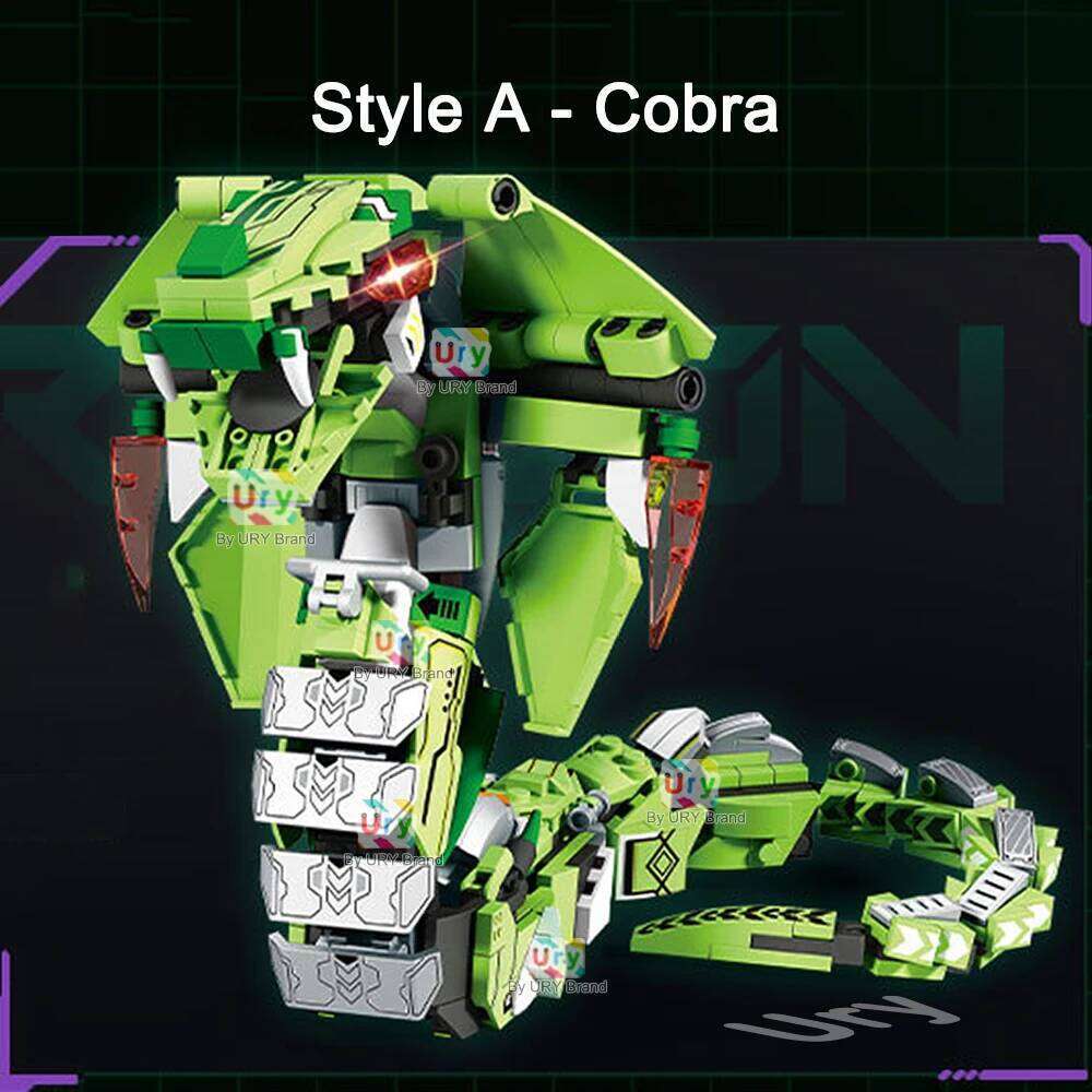 2in1 Ninja Movie Green Cobra Snake Warrior Mini Robot Battle Mecha Set Fighter Building Blocks Toys for Kids Boys Christmas Gift Z260305