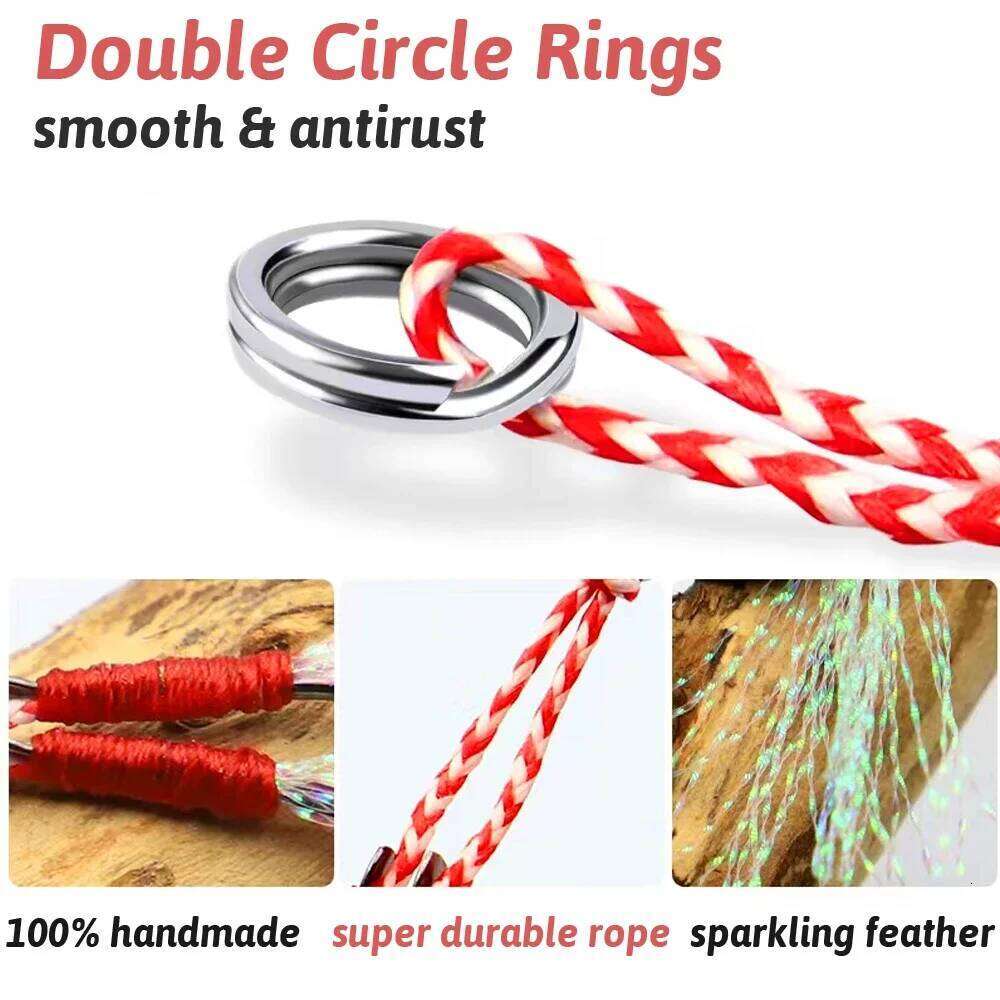 Cast Jig Assist Hook 10PCS/Lot High Carbon Steel Angle Barbed Thread Feather Lake Fishing Tackle Slow Jigging Sea Pesca Fishhook S260305