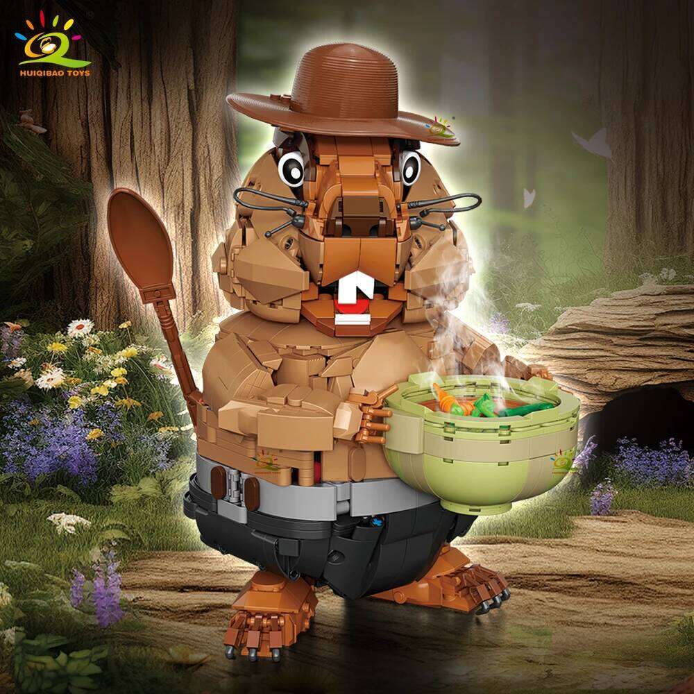 HUIQIBAO 1464PCS MOC Groundhog Model Building Block Marmot Animal Series Brick Construction Toy For Children Desk Home Decor. Z260306