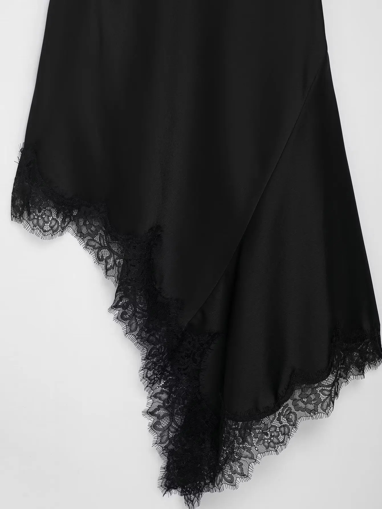 BSAY Summer Product Womens Lace Decorative Satin Texture Strap Sexy Dress with Hanging Neck and Asymmetric Bottom 260306