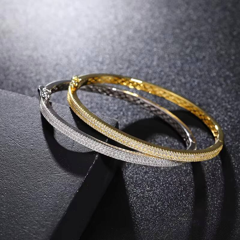 Unisex 925 Sterling Silver Moissanite Diamond Bangle Hip Hop Style Fine Jewelry for Women