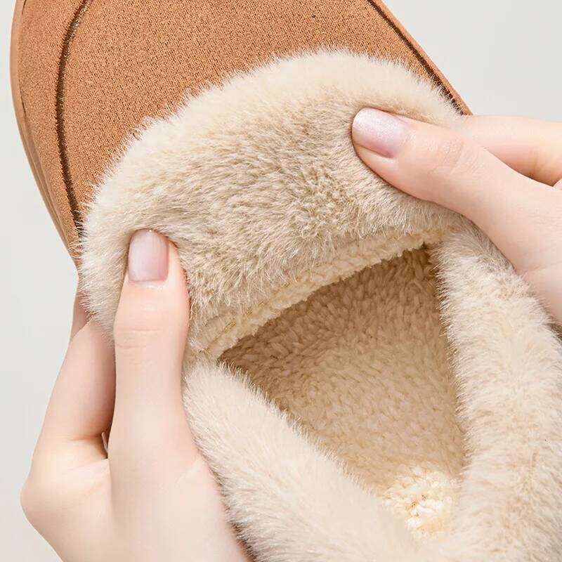 Litfun Winter Plush Lining For Women Men Soft Sole Indoor Slides Anti-slip Fluffy Comfy Warm Outdoor Women's Slippers