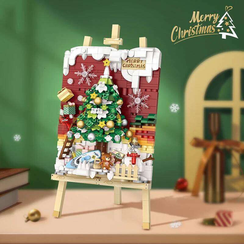 Creative Easel Christmas Tree Building Block Set DIY Puzzle Assembly Three-dimensional Painting Ornaments Children's Toys Gifts Z260306
