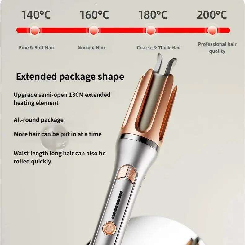 Electric Automatic Ceramic Curler Professional Rotating Heat Curling Iron for Big Waves Style Customizable Curly Hair 26Y0306
