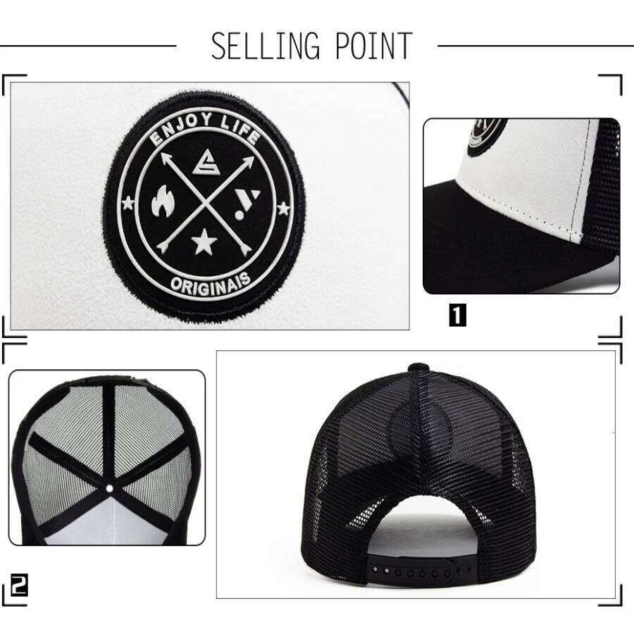 1 PC Summer Mesh Baseball Women Men ENJOY LIFE Letter Patch Snapback Hat Casual Breathable Unisex Street Hip Hop Trucker Cap Y260304