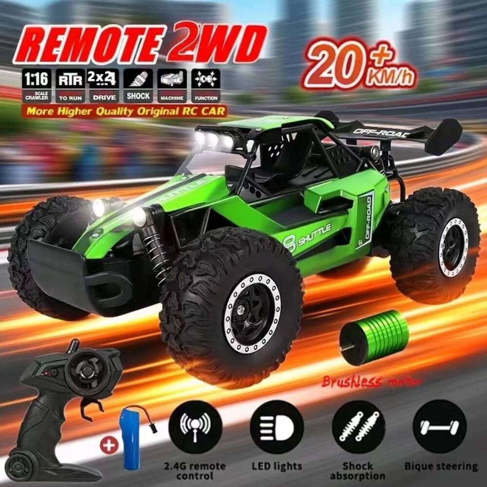 DK087 1:16 Scale 2WD Remote Control Car, 20KM/H High-Speed Off-Road RC Vehicle with LED Lights, Drift Racing Toy for Kids Adults C260305
