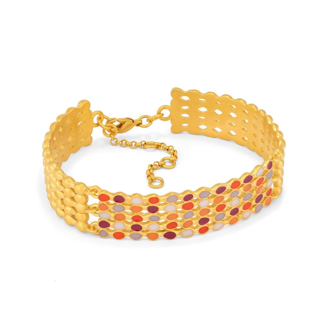 Bracelet And Niche Personalized Design High-End Metal Copper Plated With 18K Real Gold, Colorful Enamel Bracelet, Popular Hollow-Out Trendy Bracelet