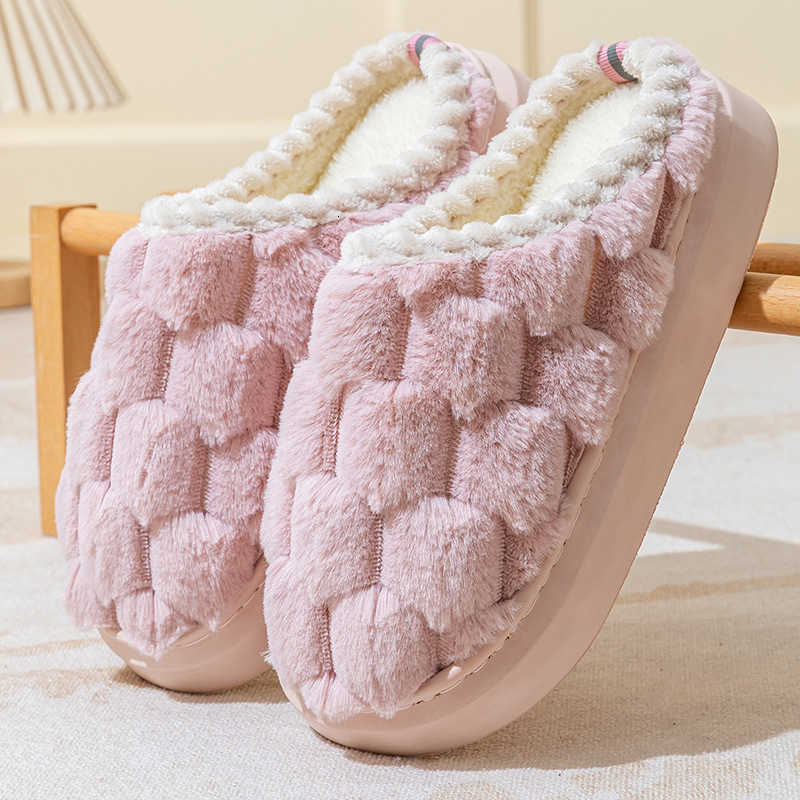 Womens Cotton Slippers for Spring Autumn and Winter Indoor Non-Slip Couples Home Warm Winter Furry Slippers for Men S260305