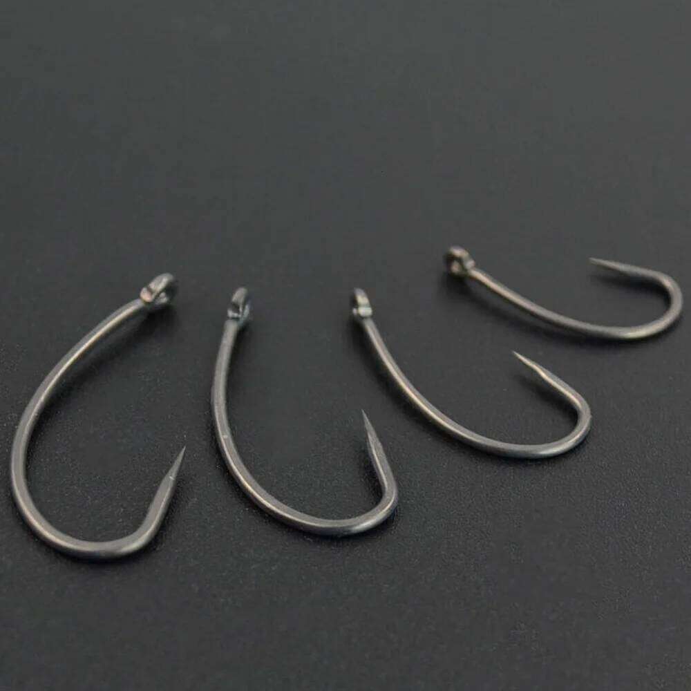 50pcs/Box High Carbon Steel Curved Carp Fishing Hooks Barbless Fishhooks Without Barbs 2# 4# 6# 8# 10# With Long Shank S260305