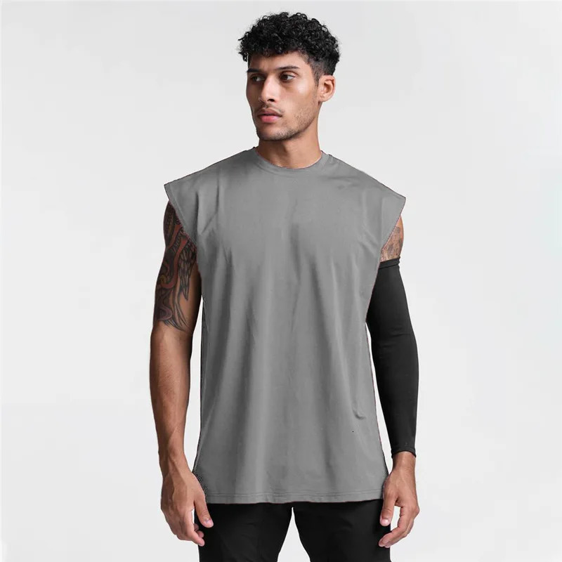 Summer Gym Vest Men Broad Shoulder Sleeveless Sports Tank Top Quick-dry Cotton Fitness T-shirt Running Tank Top Men Tops 260306
