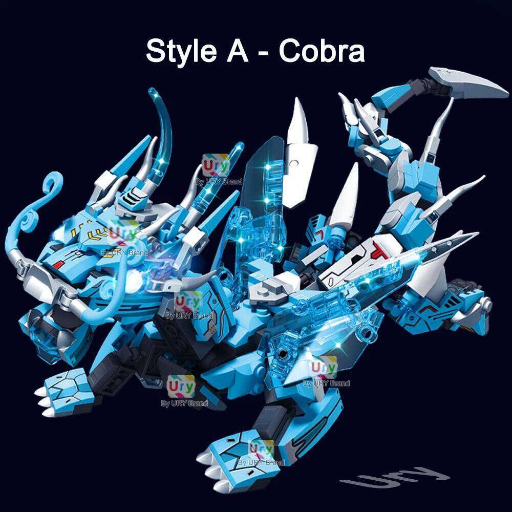 2in1 Ninja Movie Blue Warrior Mini Robot Battle Mecha Flying Water Dragon Set Fighter Building Block Toys for Boy Christmas Gift Z260305