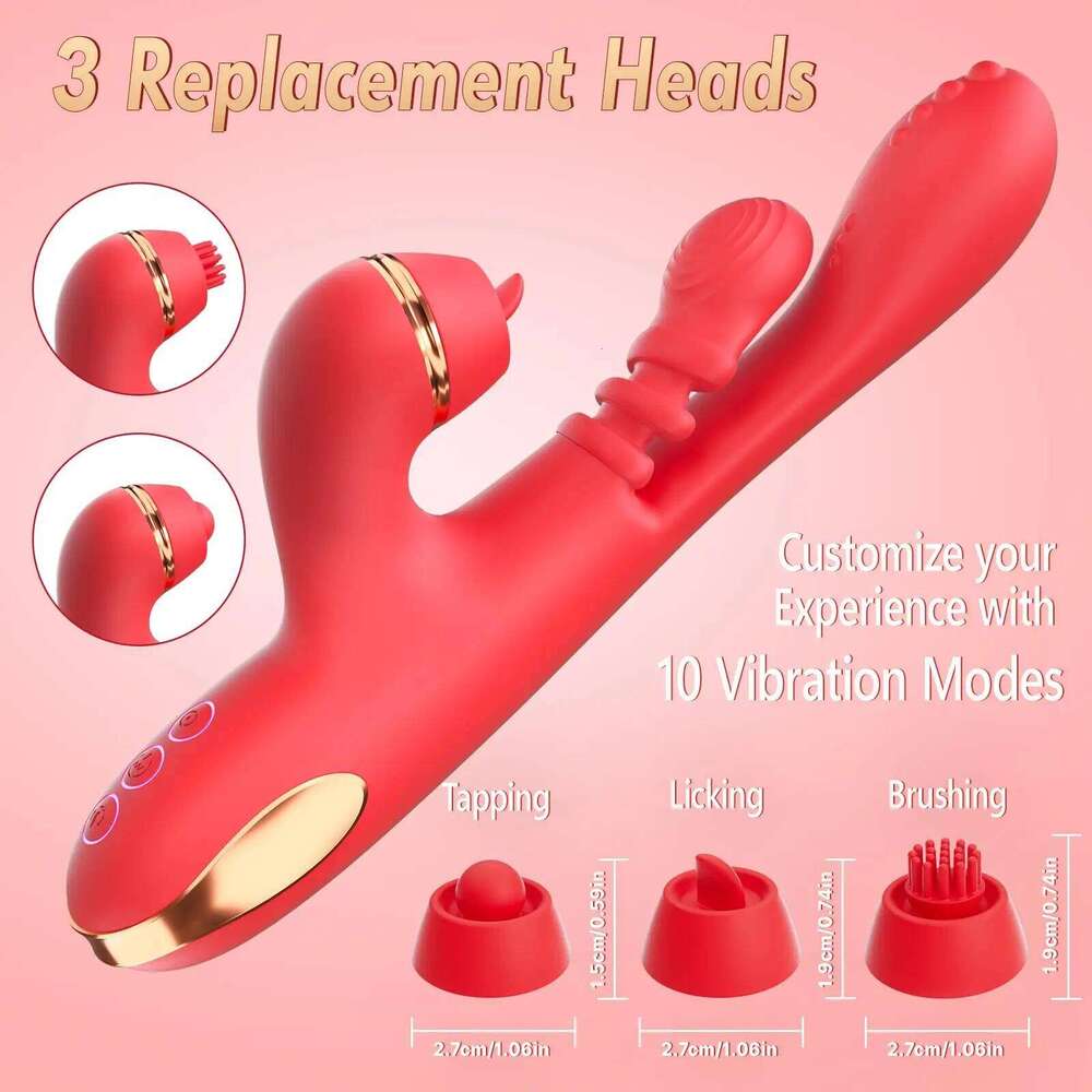 5 IN 1 Tapping Thrusting Dildo for Women G Spot Vibrator Kneading Clit Stimulator Female Masturbator Adult Sex Toys W260305