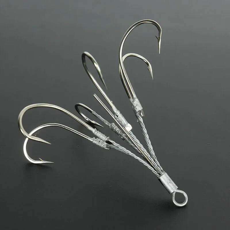 5/6/8 Claw High Carbon Steel Treble Hooks Super Sharp Grappling Hook Fishing Gear Tackle Fishhook S260305