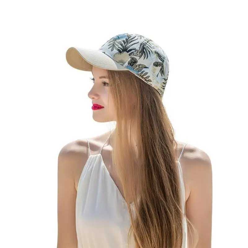 R1WE Women Men Summer Bohemian Cotton Baseball Cap Colorful Leaves Floral Print Sunscreen Adjustable Trucker Hat S260306