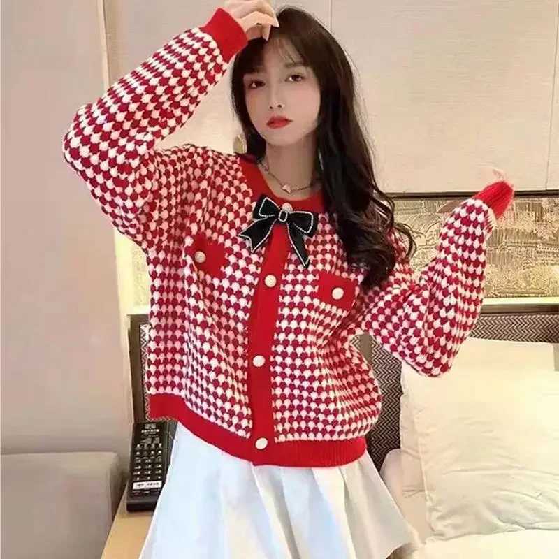 Womens Korean fashion long-sleeved knit sweater cardigans outwear coat butterfly knitting all-match fashion M260306