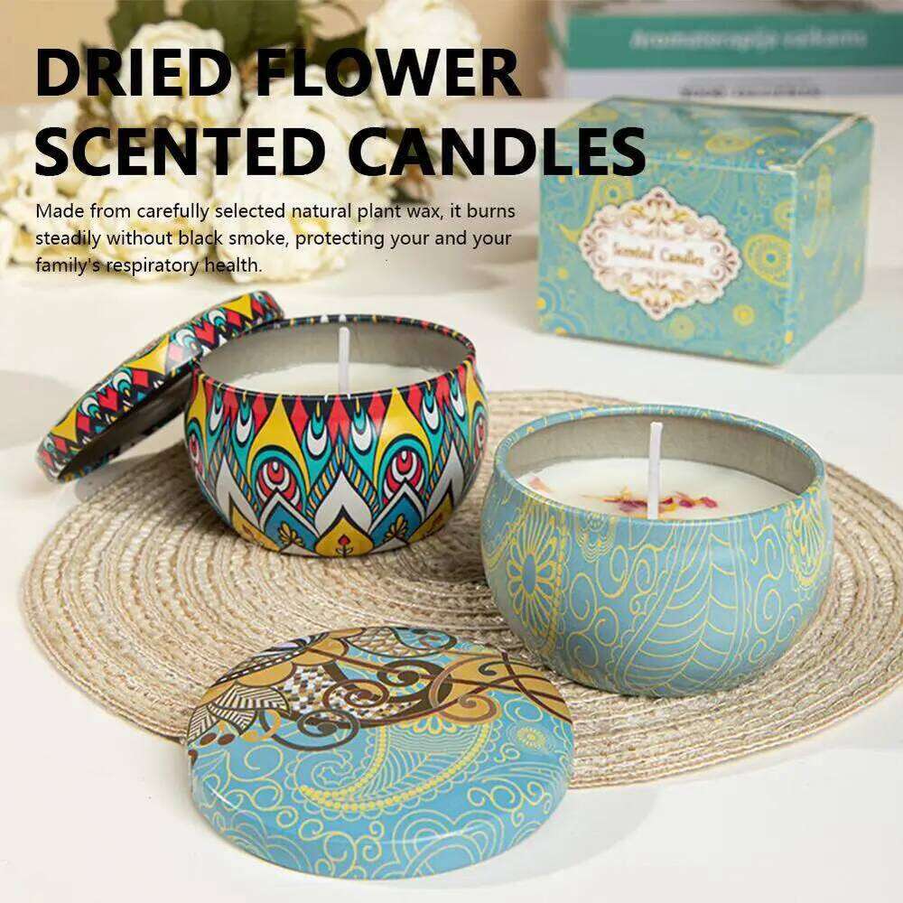 Dried Flower Aromatherapy Scented Candle Combination of Soy Wax and Essential Oil Ideal Gifts for Friends W260304 W260305