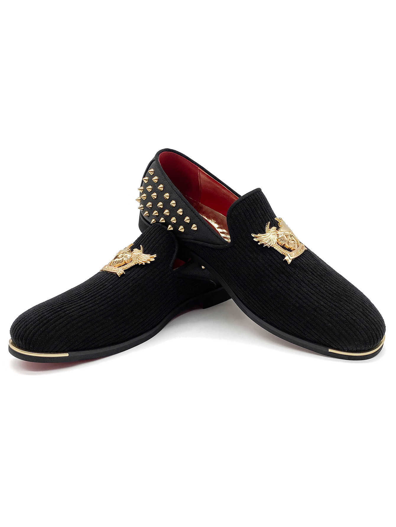 Luxury Wedding Shoes Mens Rivets Loafers Men Dress Shoes High Quality Pointed Toes Formal Business Party Loafer E95