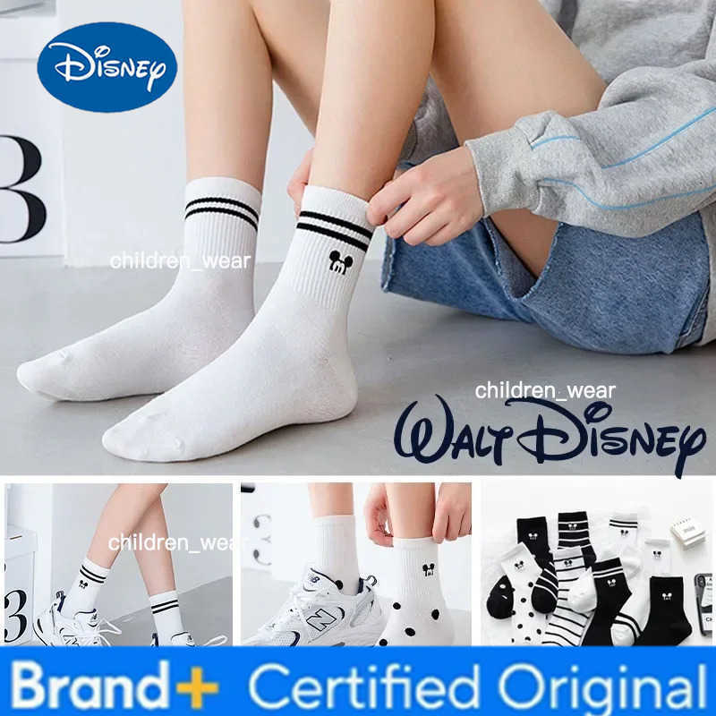 Disney Mickey Mouse Socks Women Cotton Fashion Black White Sports Breathable Anime Couple Cute Cartoon Girls Skateboarding Socks H260306