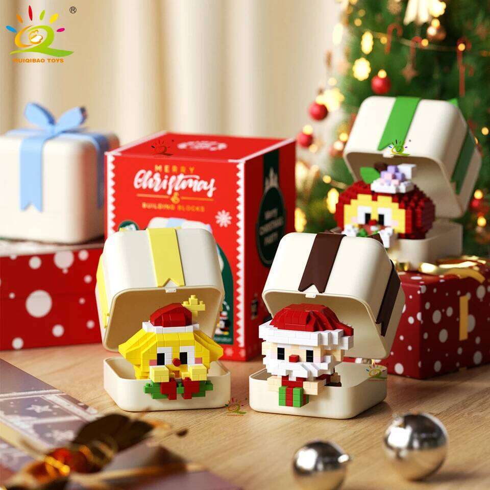 HUIQIBAO MOC Christmas Model Elk Deer Santa Claus Building Block City Snow House Xmas Tree Bricks Set Toy for Children Kids Gift Z260306