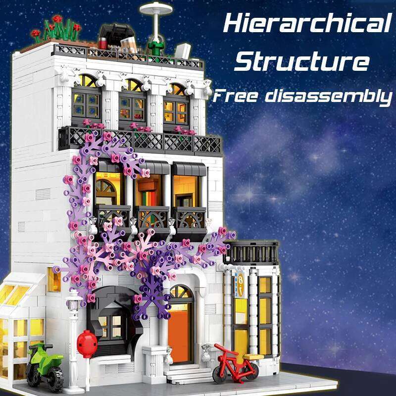MOC Creative Architecture Building Blocks Flower Street European Style Villa Ideas Brick Toy For Friends Z260306