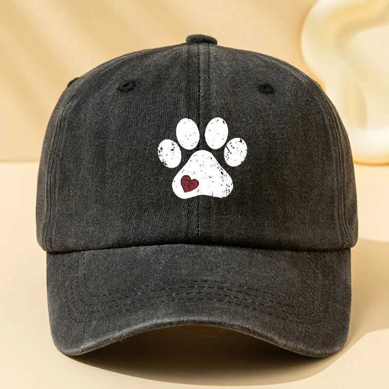 Dog paw print retro baseball cap mens and womens duckbill cap outdoor party camping trip sun hat truck driver S260306